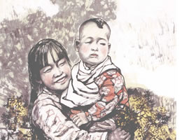 花花與鐵蛋寫意人物畫