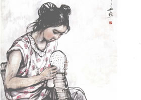 村姑寫意人物畫