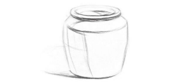 寬口陶罐素描畫法步驟01