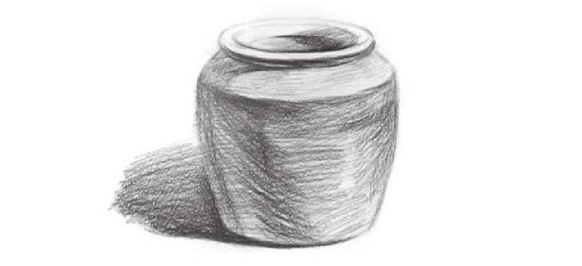 寬口陶罐素描畫法步驟02
