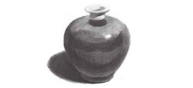 深釉瓷瓶素描畫