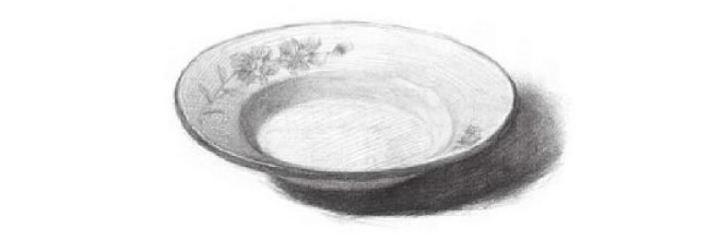 白瓷盤素描畫