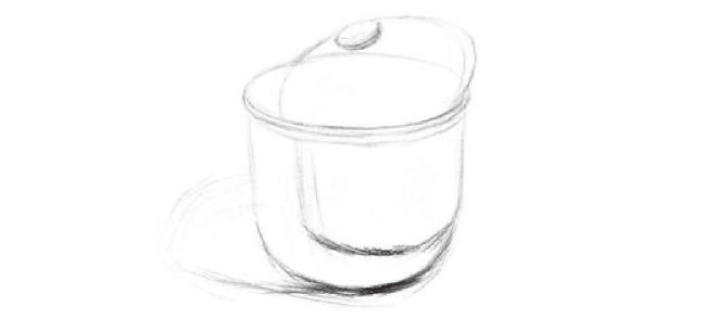 白瓷罐素描畫法步驟01