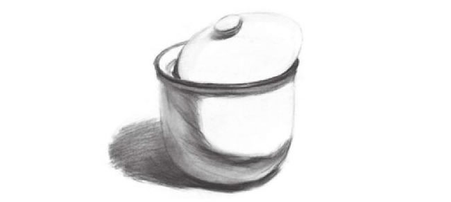 白瓷罐素描畫法步驟02