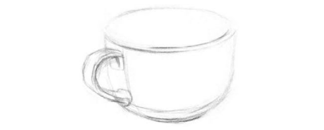 白瓷杯素描畫法步驟01