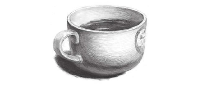白瓷杯素描畫