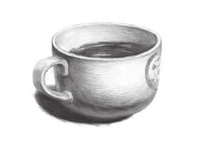 白瓷杯素描畫法（二）