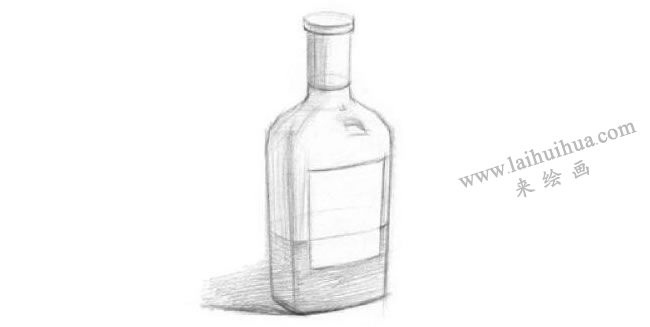 玻璃瓶子素描畫法步驟02