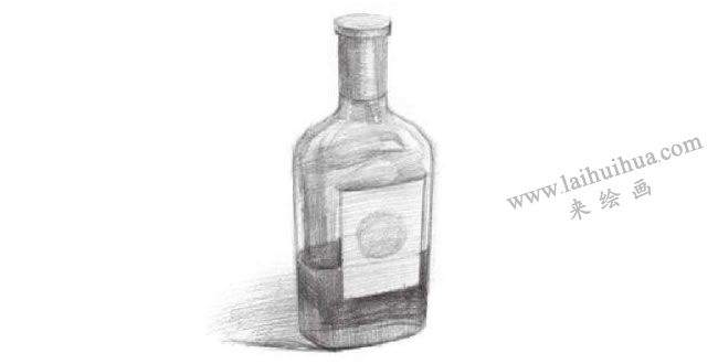 玻璃瓶子素描畫法步驟03