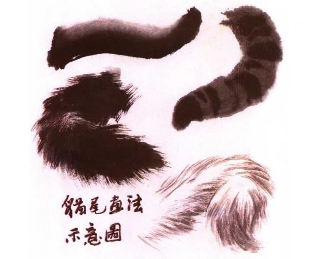 貓尾巴的水墨畫法