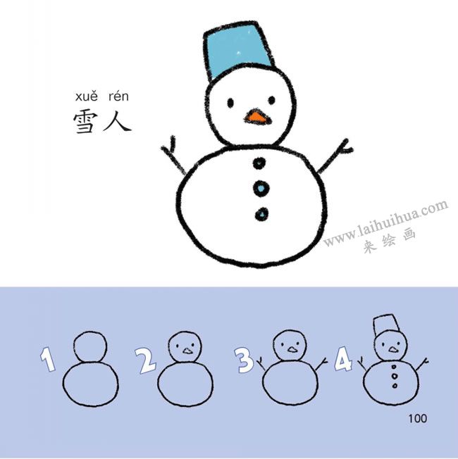 雪人幼兒簡(jiǎn)筆畫法步驟圖解