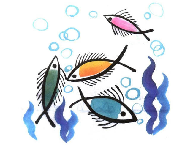 小魚(yú)兒童水墨畫(huà)法