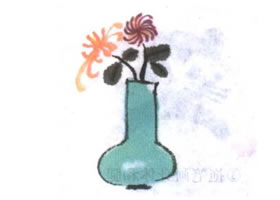 一瓶菊花兒童水墨畫法