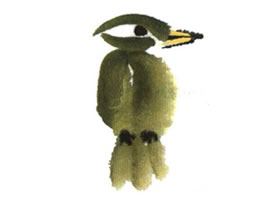 綠鳥兒童水墨畫法