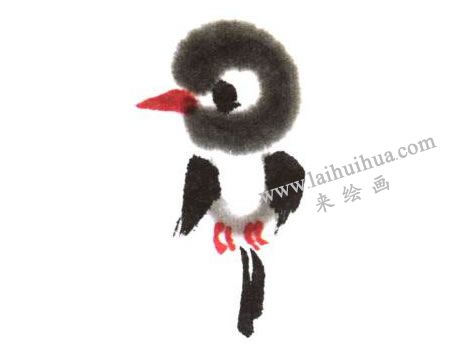 小鳥兒童水墨畫