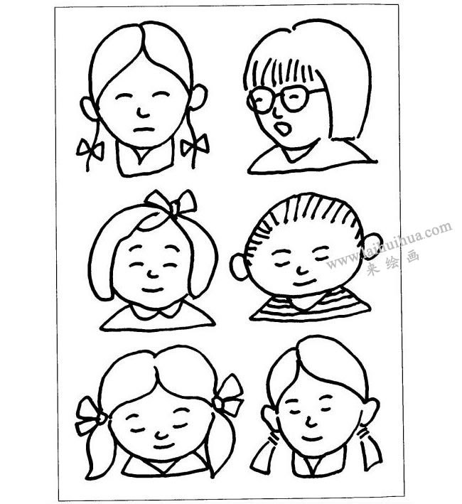 小孩正面五官兒童畫