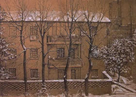《武漢的雪景》風景素描作品