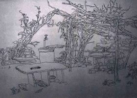 《靜物鋼筆寫生》素描作品