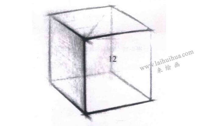   單個(gè)石膏幾何形體的結(jié)構(gòu)素描畫法步驟04