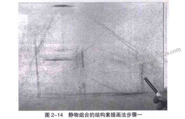 組合靜物的結(jié)構(gòu)素描畫法步驟01
