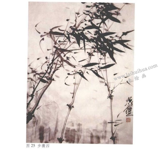 《墨竹》水墨畫法步驟04