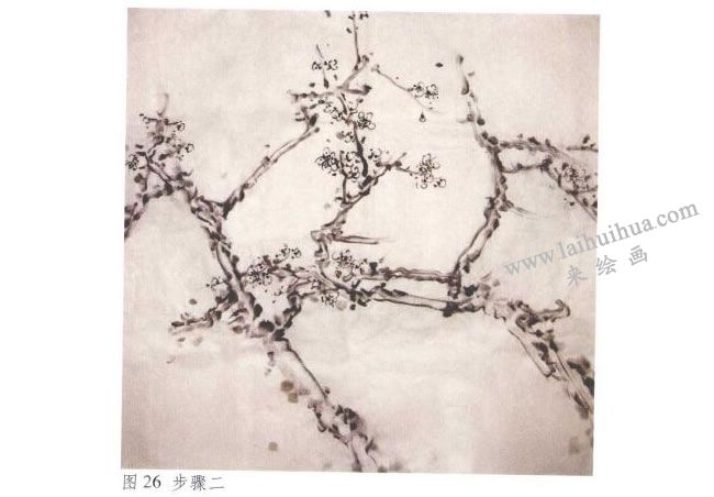 《墨梅》水墨畫法步驟02
