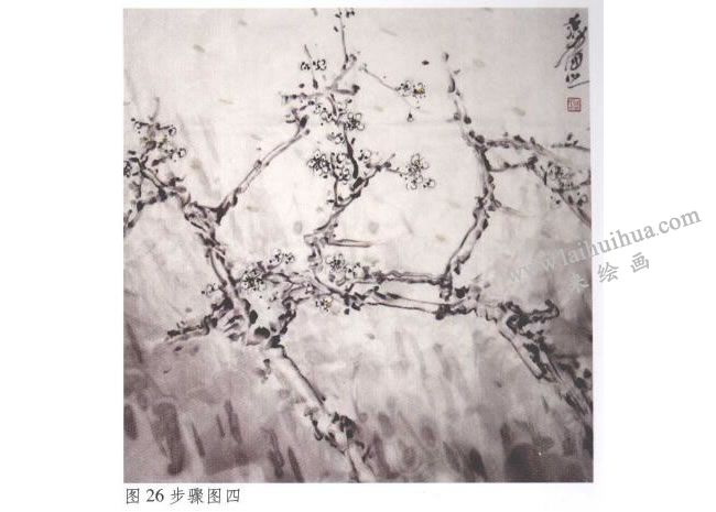 《墨梅》水墨畫法步驟04