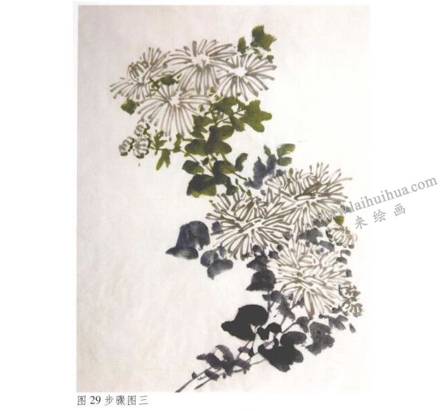 《墨菊》水墨畫法步驟03