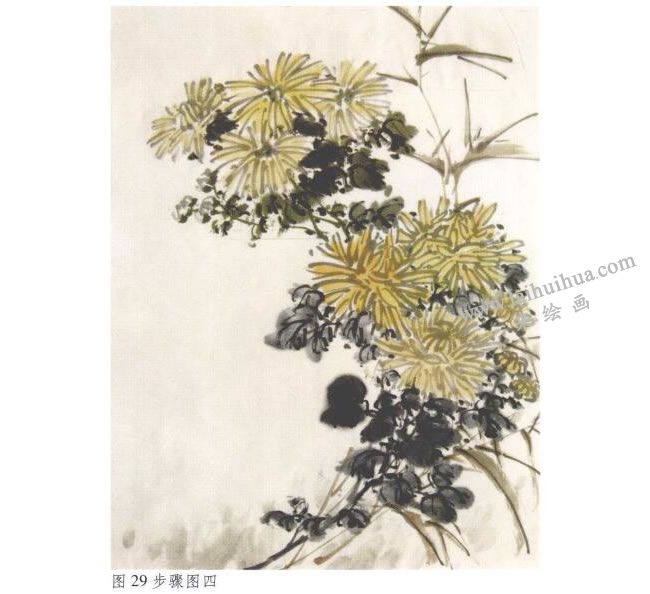 《墨菊》水墨畫法步驟04