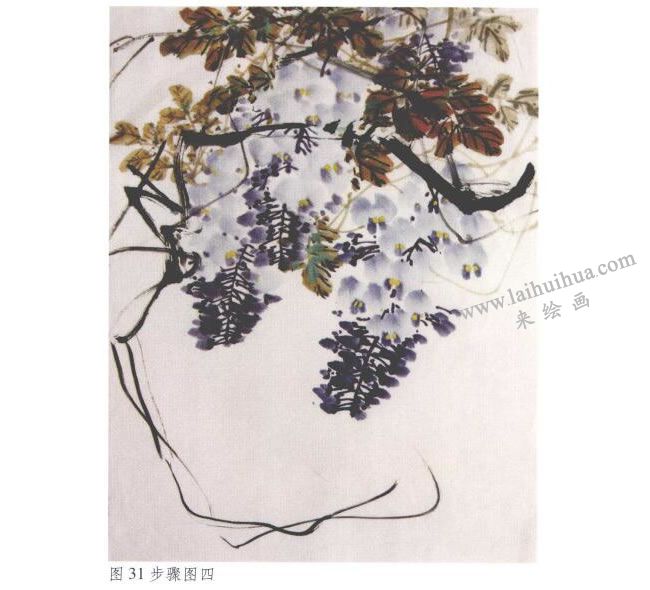 《紫藤》水墨畫法步驟04