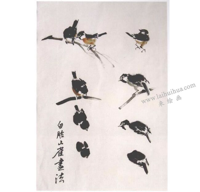《小鳥》水墨畫法步驟03
