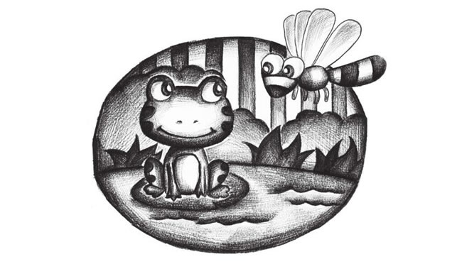 蜻蜓和青蛙創(chuàng)意素描畫(huà)法