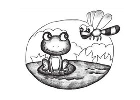 蜻蜓和青蛙創(chuàng)意素描畫(huà)法