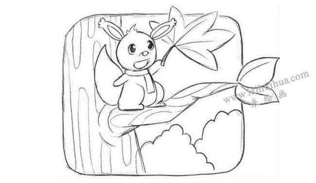 小松鼠創(chuàng)意素描畫法步驟02