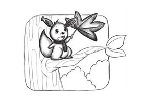 小松鼠創(chuàng)意素描畫(huà)法步驟