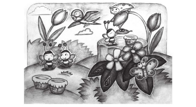 小蜜蜂創(chuàng)意素描畫法