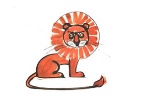 獅子兒童水墨畫(huà)法