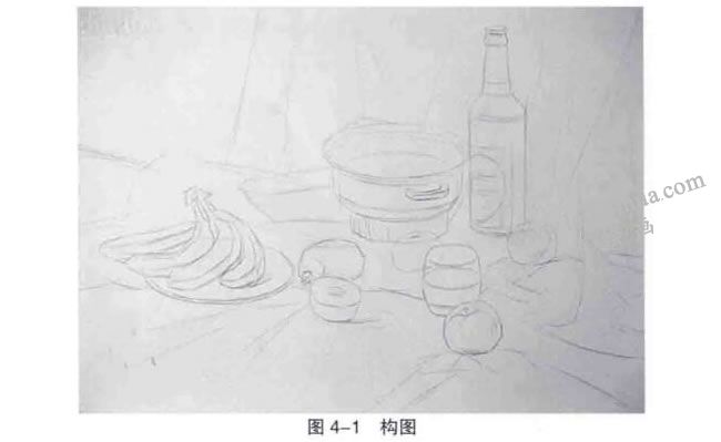 水彩畫(huà)靜物寫(xiě)生步驟一：構(gòu)圖
