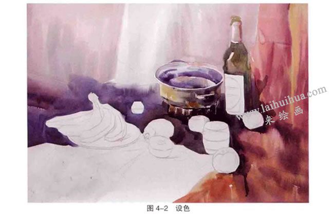 水彩畫(huà)靜物寫(xiě)生步驟二：設(shè)色