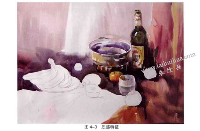 水彩畫(huà)靜物寫(xiě)生步驟三：質(zhì)感特征