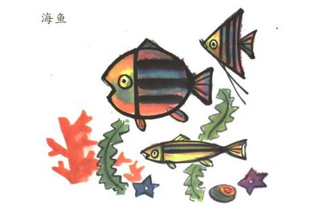 海魚兒童水墨畫法