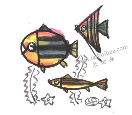 海魚兒童水墨畫法創(chuàng)作步驟03