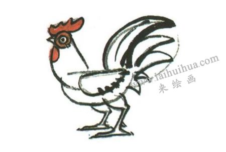 公雞兒童水墨畫法創(chuàng)作步驟03