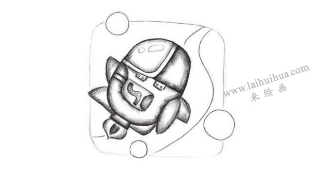 宇宙飛船創(chuàng)意素描畫法步驟03