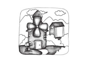 風(fēng)車房子創(chuàng)意素描畫法