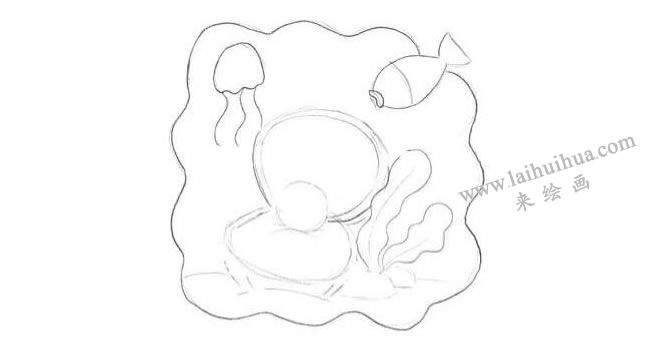 珍珠貝創(chuàng)意素描畫法步驟01