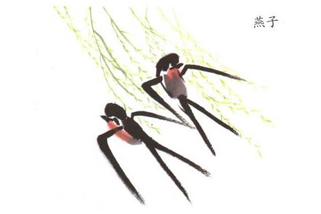 燕子兒童水墨畫法