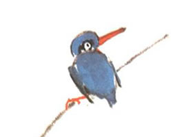 翠鳥兒童水墨畫法