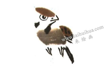 麻雀兒童水墨畫法創(chuàng)作步驟04