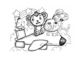 空中旅行創(chuàng)意素描畫法步驟